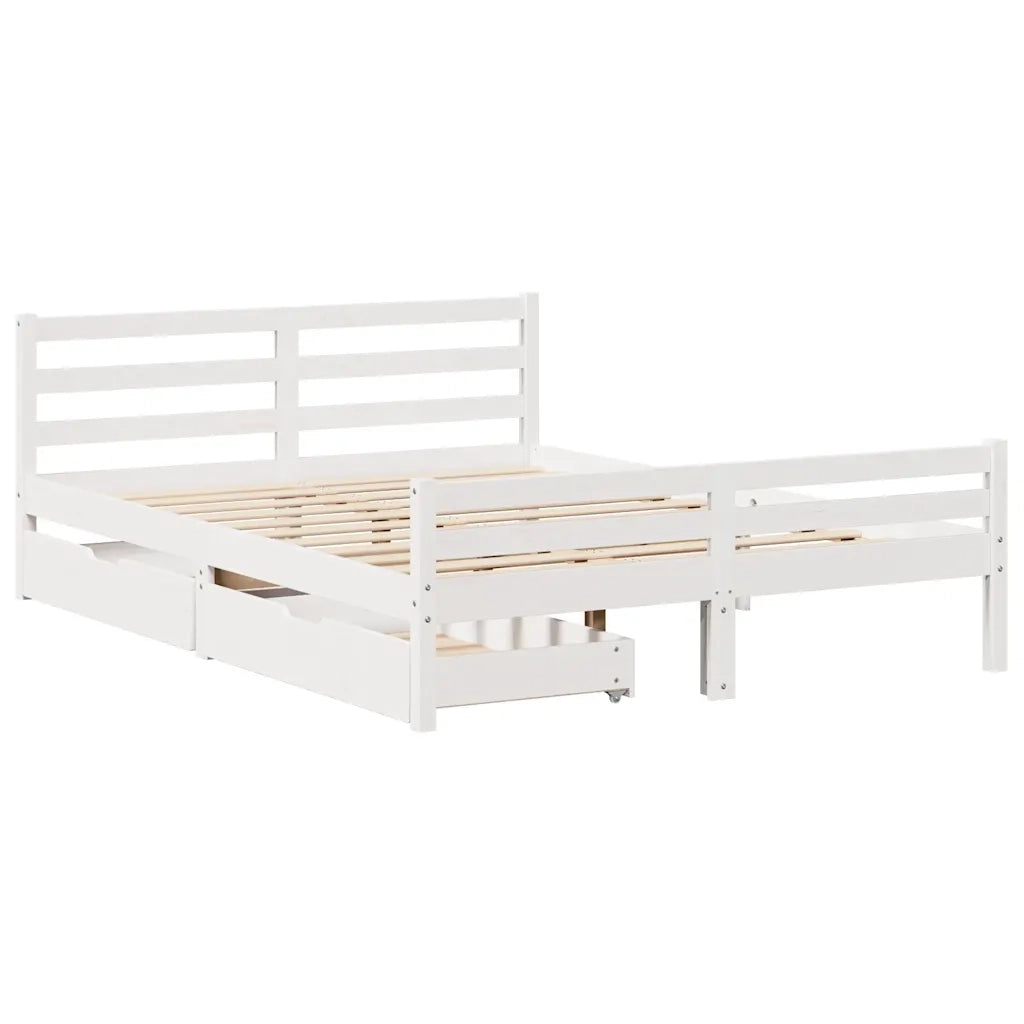 Letto senza Materasso Bianco 150x200 cm Legno Massello di Pino 3301613
