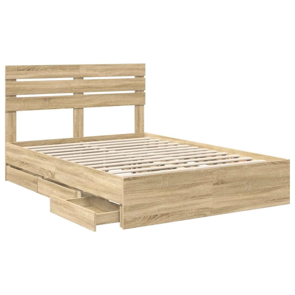 Struttura del letto con cassetto Rovere Sonoma 140 x 190 cm 3411505