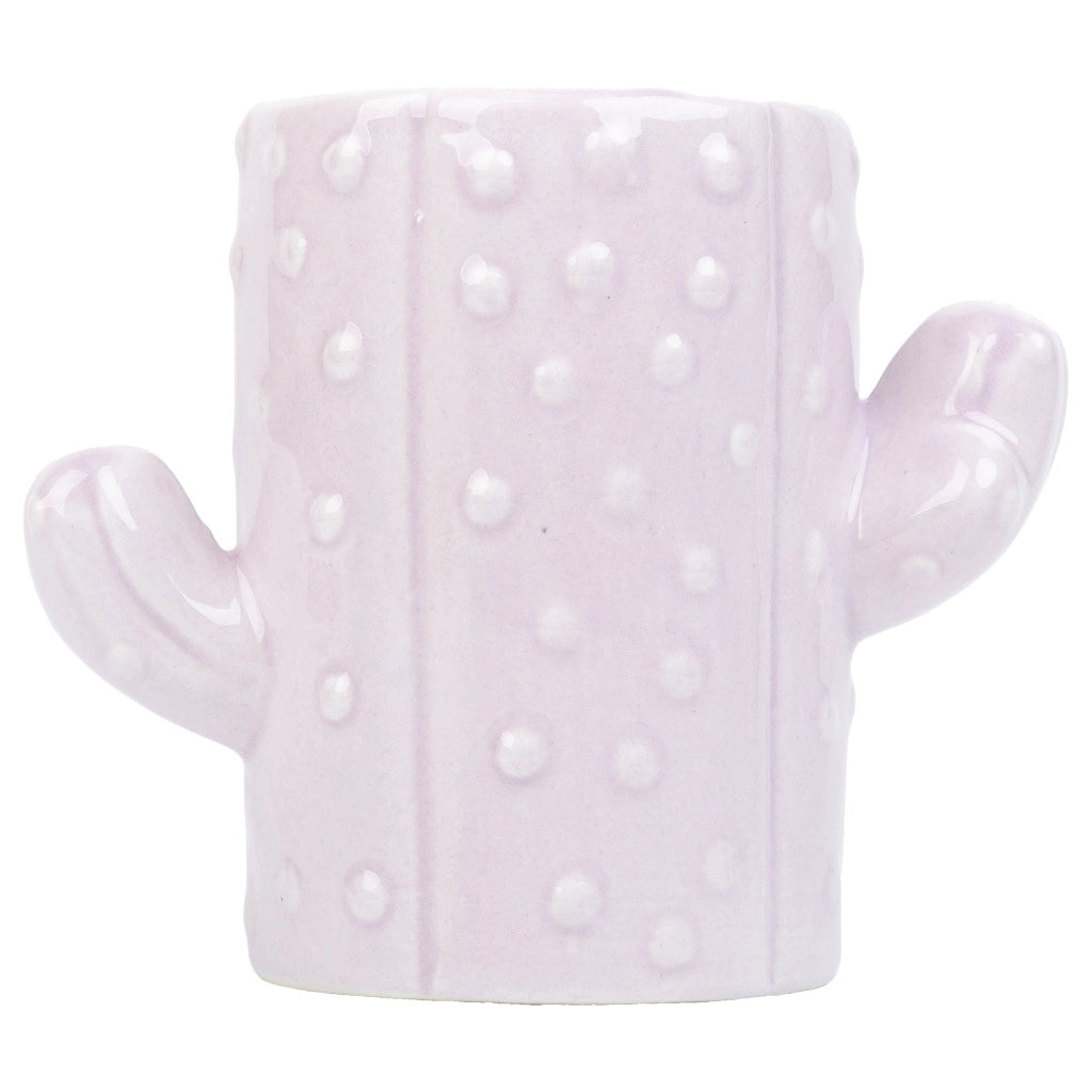 Portapenne cactus in ceramica lilla 13,5x7,8x11h