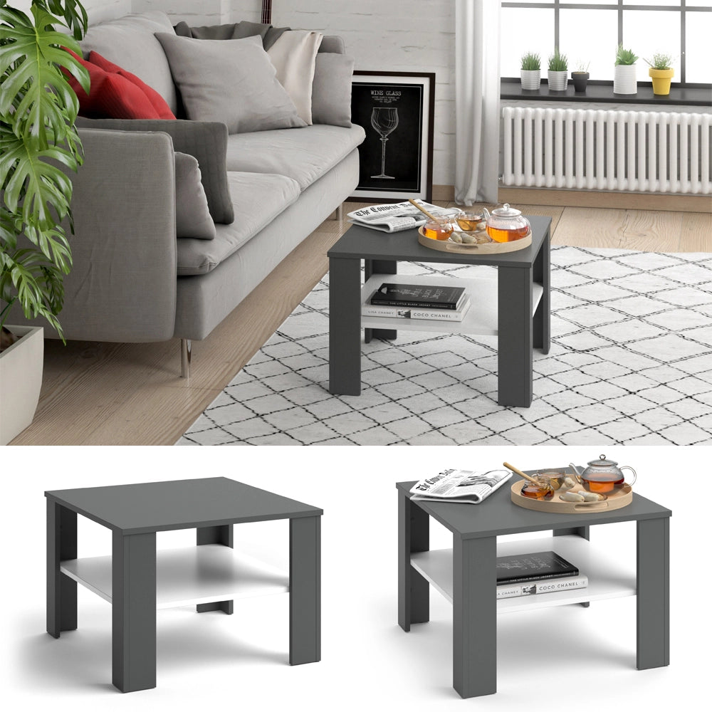 Vicco Tavolino da salotto Bianco/antracite 60 x 60 cm