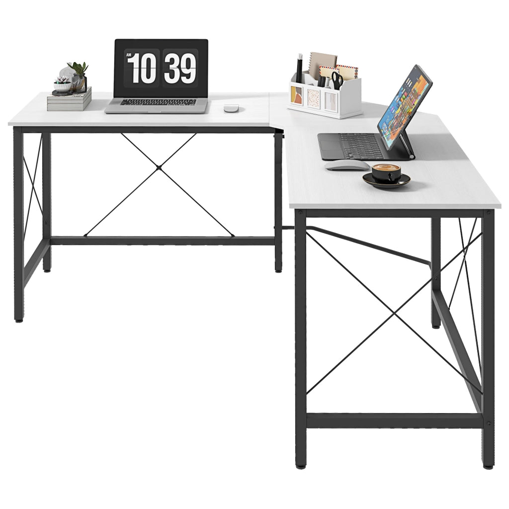 Scrivania Angolare Moderna con Struttura Metallo ¨C Zephmum ¨C Bianco 150x150x76 cm