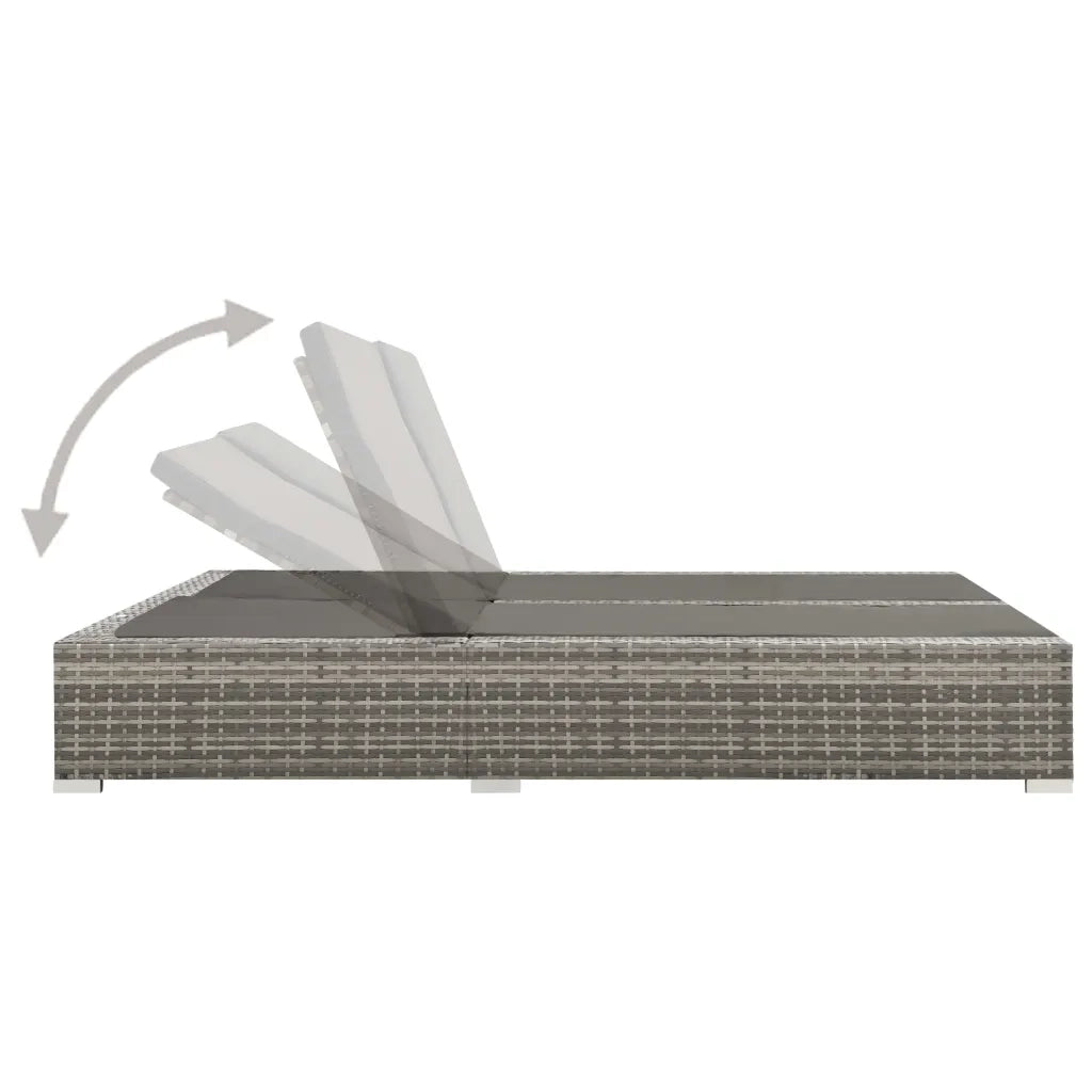 Lettino Prendisole Doppio in Polyrattan Grigio 312155
