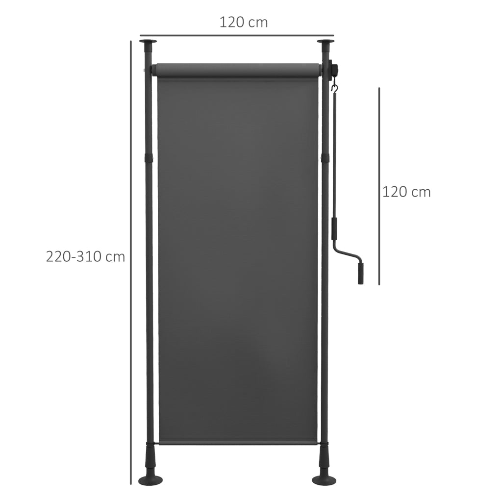 Tenda da sole autoportante regolabile 120 x 220-310 cm, senza foratura, in alluminio, grigio scuro