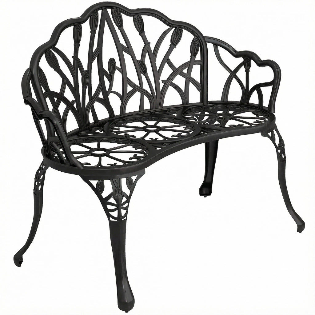 Panchina da giardino 2 posti ¨C zephmum ¨C antracite metallo 99x57x78 cm