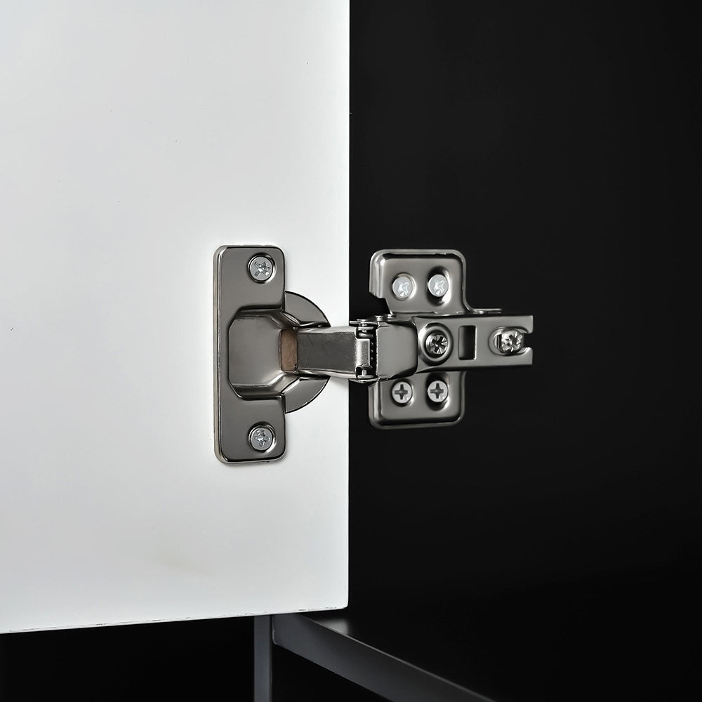 Armadio per ingresso compatto - Xylo - 105x185x40 cm - Bianco e nero - 2 ante, 6 scomparti, appendiabiti, cassetto