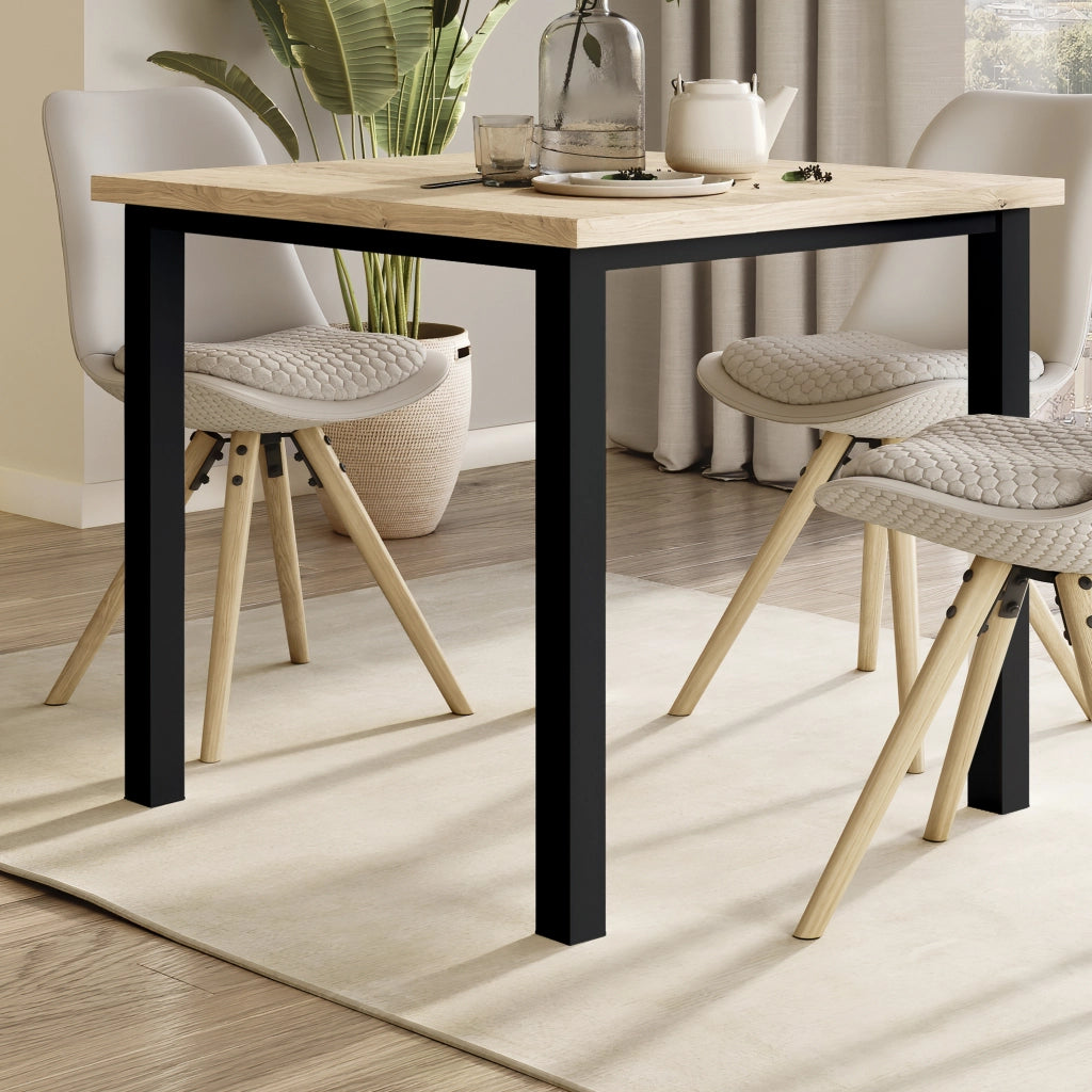 Emuca Gambe quadrate e struttura per tavolo, 50x50mm, 750x750, Verniciato nero, Acciaio, 1 u.
