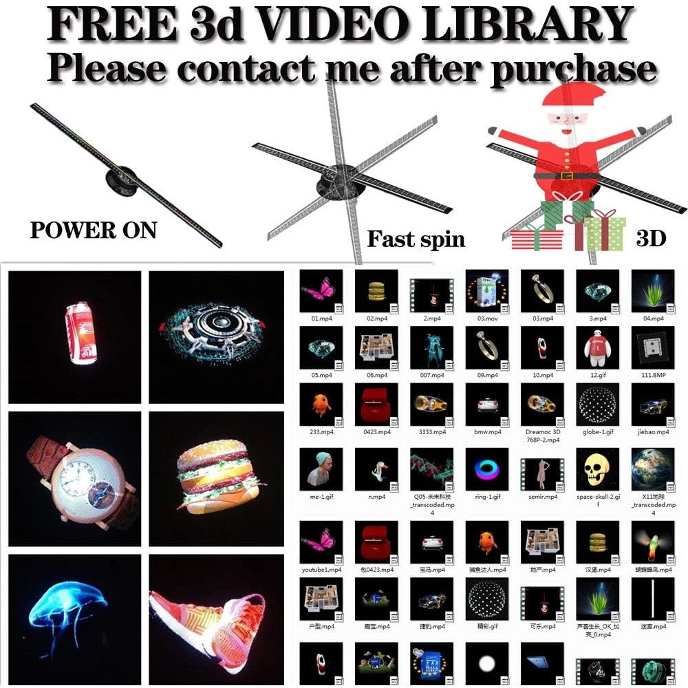 Trade Shop - Proiettore Di Ologramma 3d 42cm Proiezione Olografica Tridimensionale Per Android Wifi -