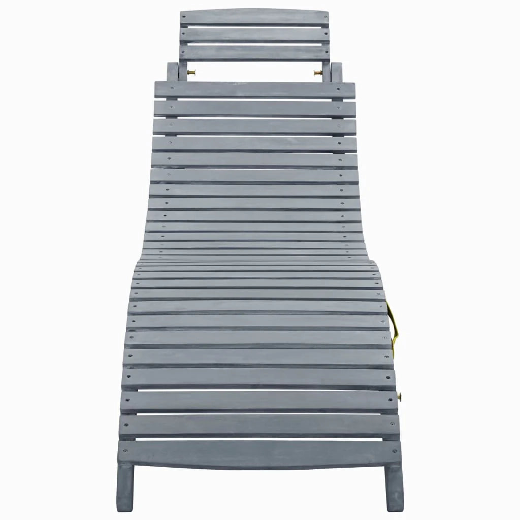 Sdraio sdraio prendisole lettino da giardino terrazza mobili da esterno con cuscino grigio legno massello di acacia 02_0012472