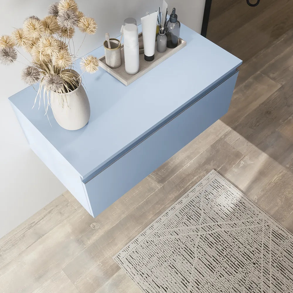 Cassettone sospeso 60 cm blu pastello opaco | Darwin