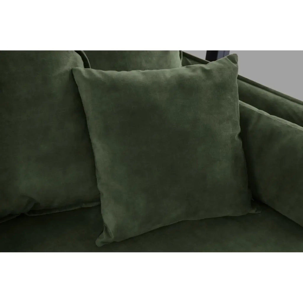 Divano KALIA destro - Velluto verde scuro - 3 posti - Stile contemporaneo