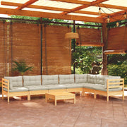 Set Divani da Giardino 8 pz con Cuscini Crema in Massello di Pino 3096701