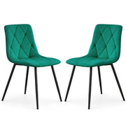 Set di 2 Sedie in velluto trapuntate MILO Verde Bottiglia gambe nere