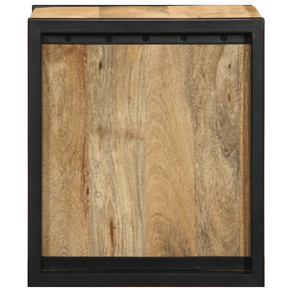 Comodino-Tavolino da notte 40x35x40 cm in Legno Grezzo Massello di Mango 204943