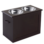 Supporto Portaciotole per Cani Grandi ¨C zephmum ¨C Marrone, MDF e Acciaio Inox, 60x30x41 cm