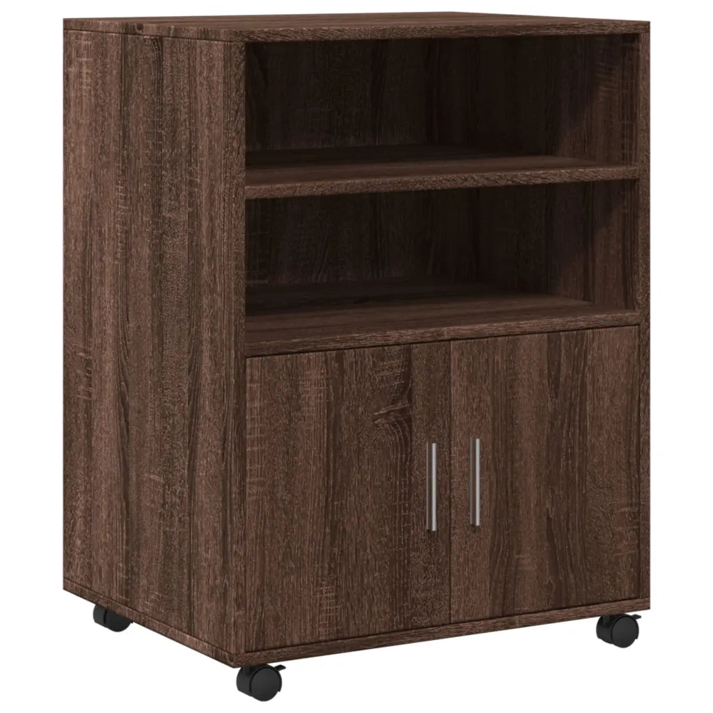 Armadietto con Ruote Rovere Marrone 60x48x81 cm in Truciolato CFW5543131