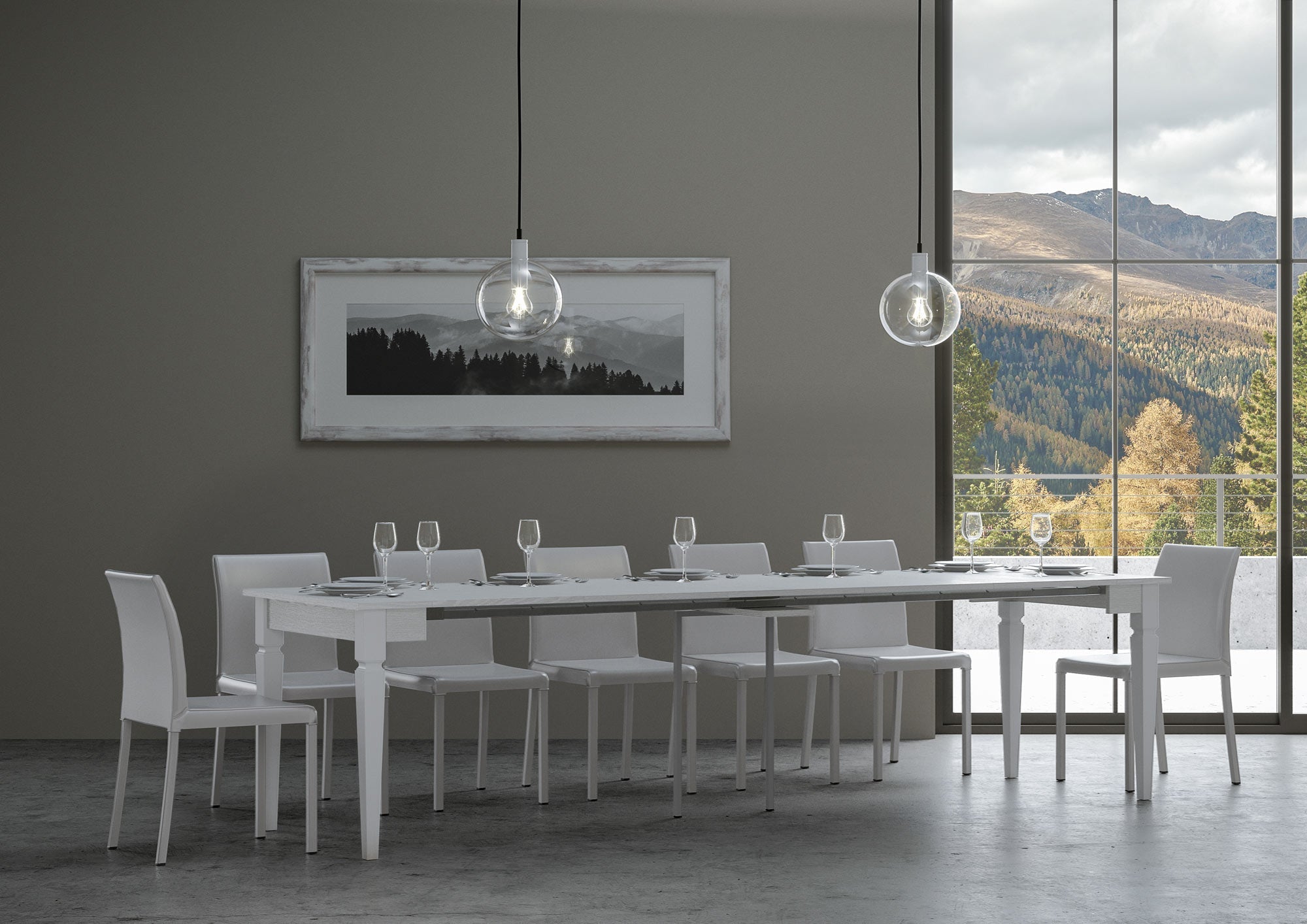 Consolle Allungabile 90-308x48x77 cm in Nobilitato Bianco