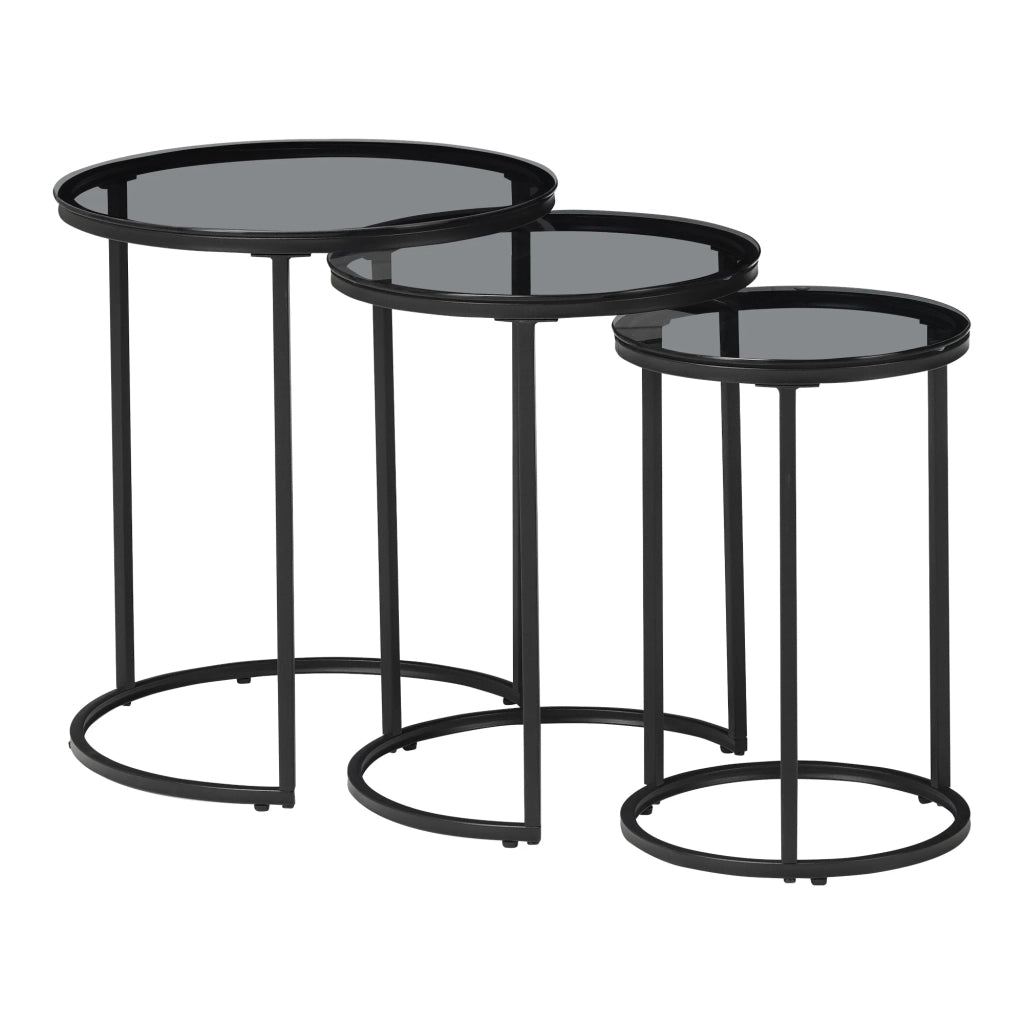 Set di 3 tavolini rotondi impilabili in vetro fumé 03_0010632