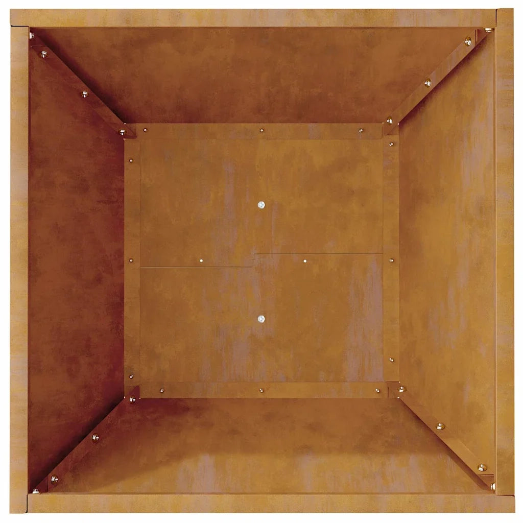 Fioriera da giardino trapezoidale moderna e minimalista 40 x 40 x 15 cm in acciaio arrugginito 02_0052380