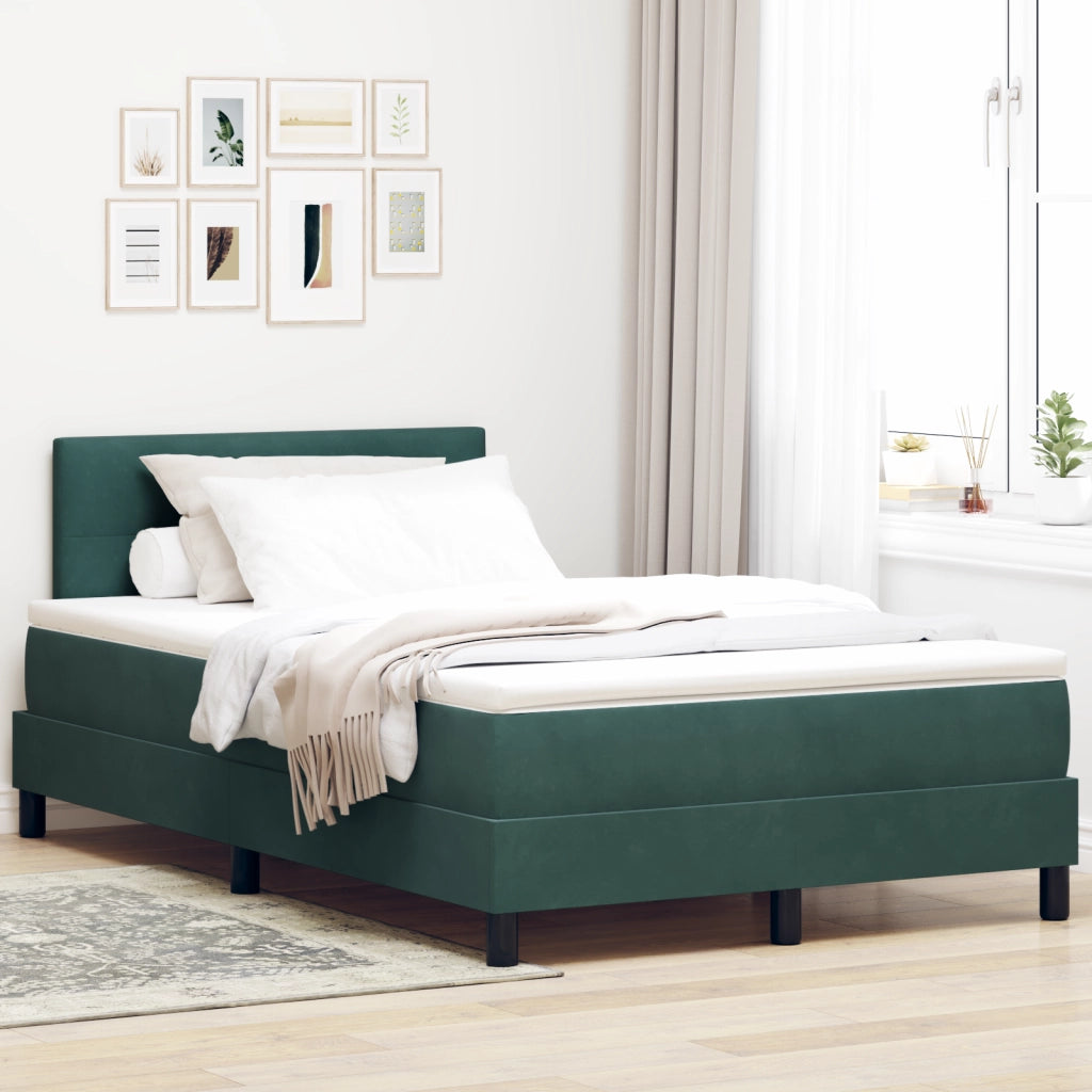 Letto con Box Spring e Materasso & LED Verde Scuro 120x200 cm Velluto