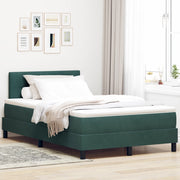 Letto con Box Spring e Materasso & LED Verde Scuro 120x200 cm Velluto