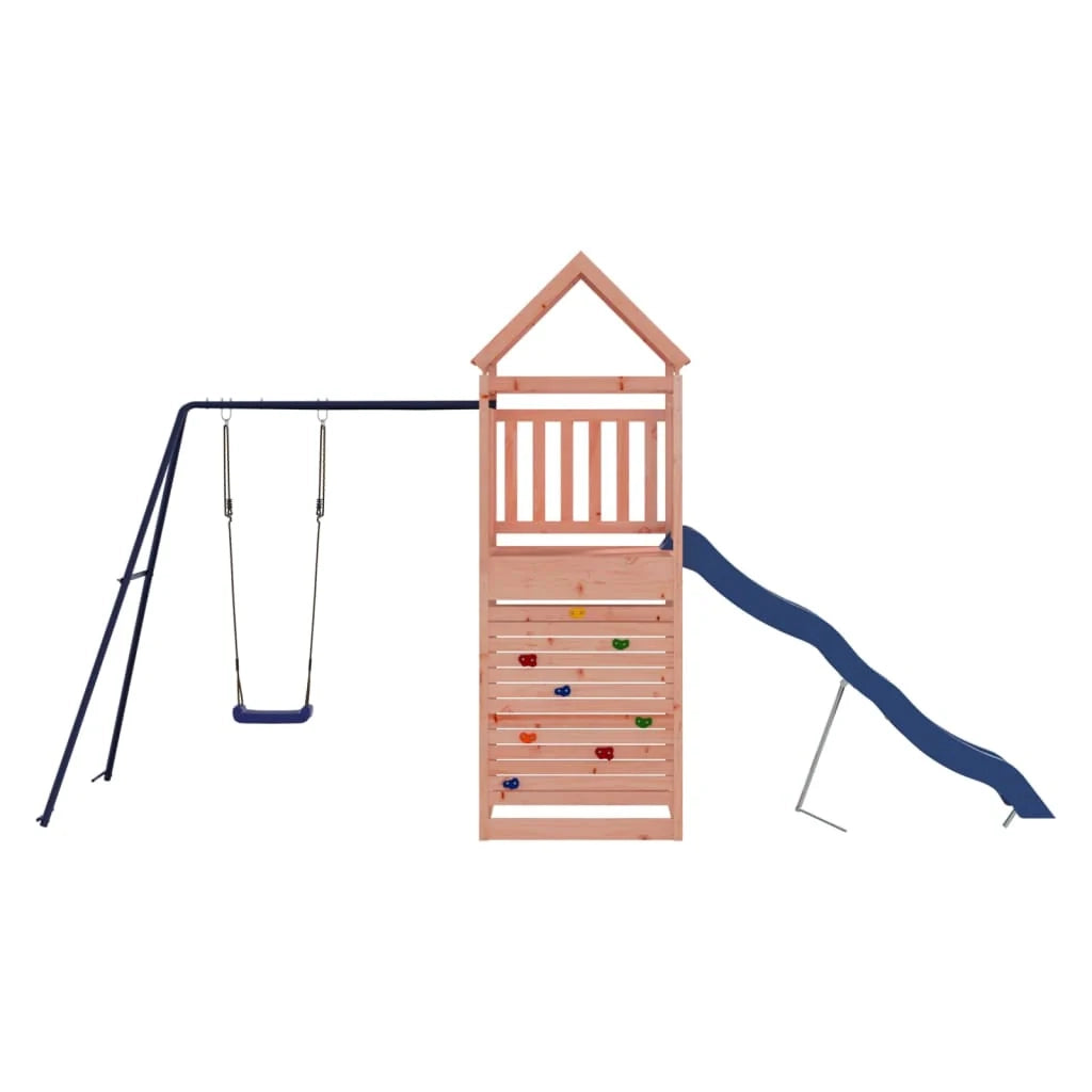 Area giochi all'aperto con altalene scivolo e robuste strutture per arrampicarsi  attrezzatura da gioco da giardino 454 x 199 x 249 cm legno massello di abete Douglas 02_0004931