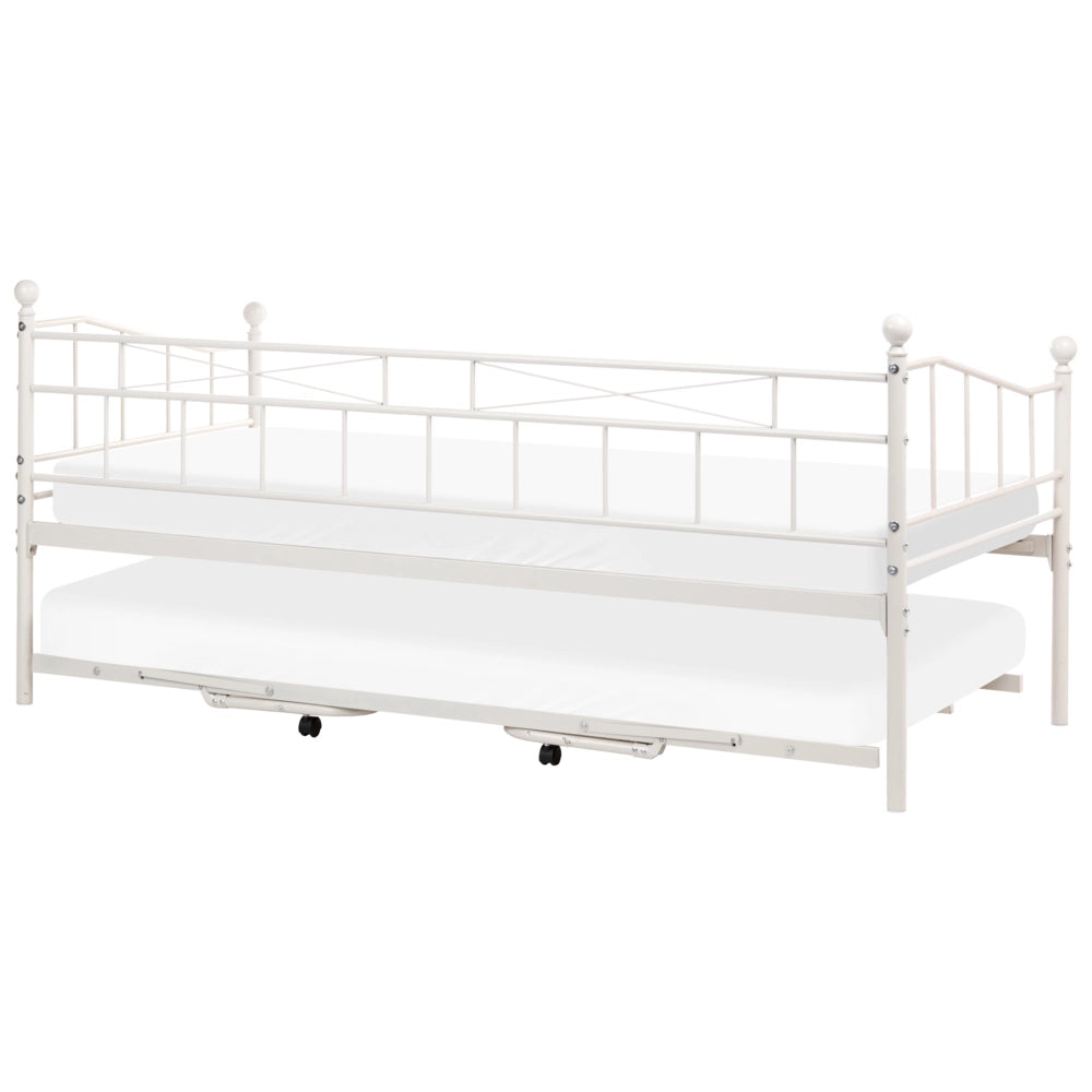 Letto estraibile singolo per bambini in metallo beige stile tradizionale, 90 x 200 cm