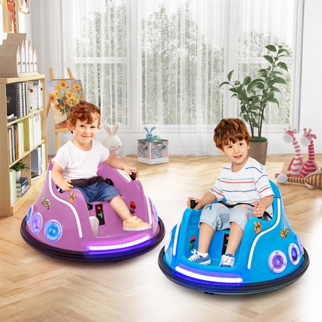 Autoscontro elettrico per bambini 12V, Macchina girevole a 360¡ã telecomando luci musica connessione wireless Viola-Macchinine giocattoli