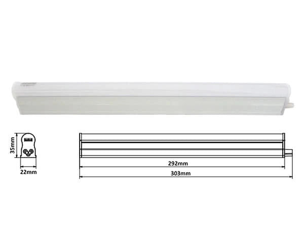 Plafoniera Tubo Led T5, Regletta Led 30cm 4W 220V Bianco Caldo