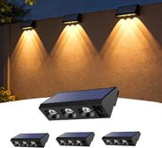Illuminazione esterna solare per recinzioni, illuminazione di giardino, facile installazione, accensione/ spegnimento automatico, alta luminosità, adatta per cortili interni/ scale/ strade/ giardini posteriori/ parcheggi/ ingressi, ecc. (4 lampade)