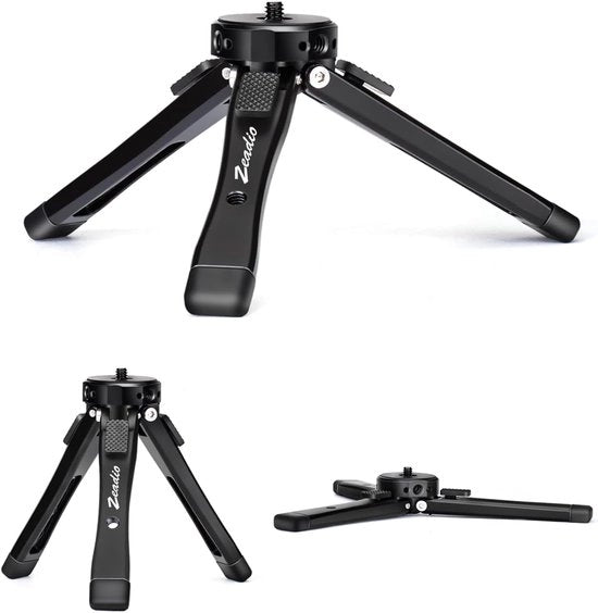 Stativo Mini per Fotocamera Metallico con Altezza Regolabile per Vlog e Streaming in Diretta