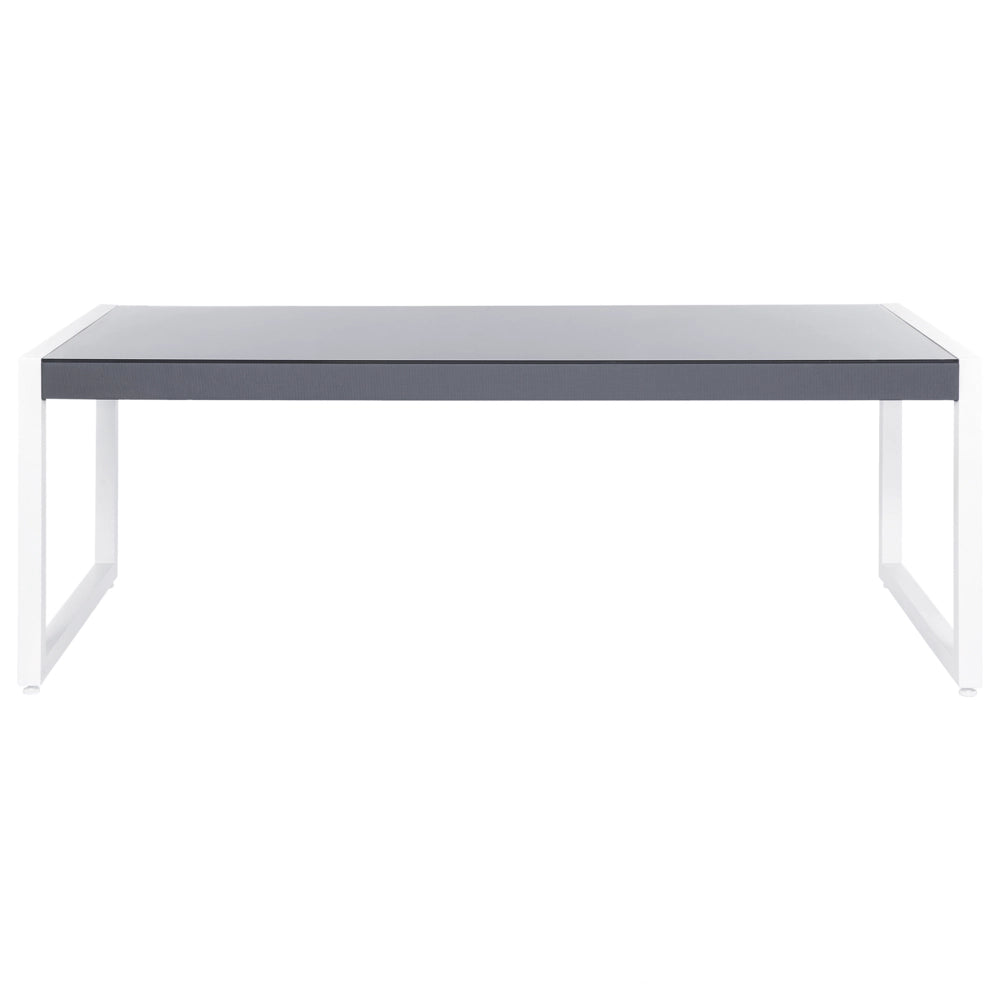 Tavolo da pranzo da giardino Piano in vetro alluminio grigio e bianco resistente agli agenti atmosferici