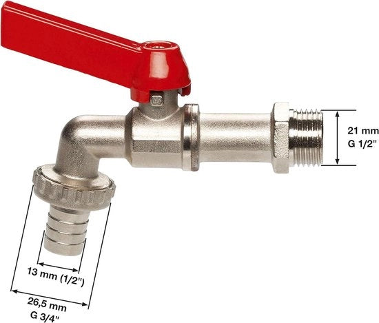 Uscita di acqua per interni ed esterni con vite da 265 mm - G 3/4" - per tubi di 13 mm - metallica