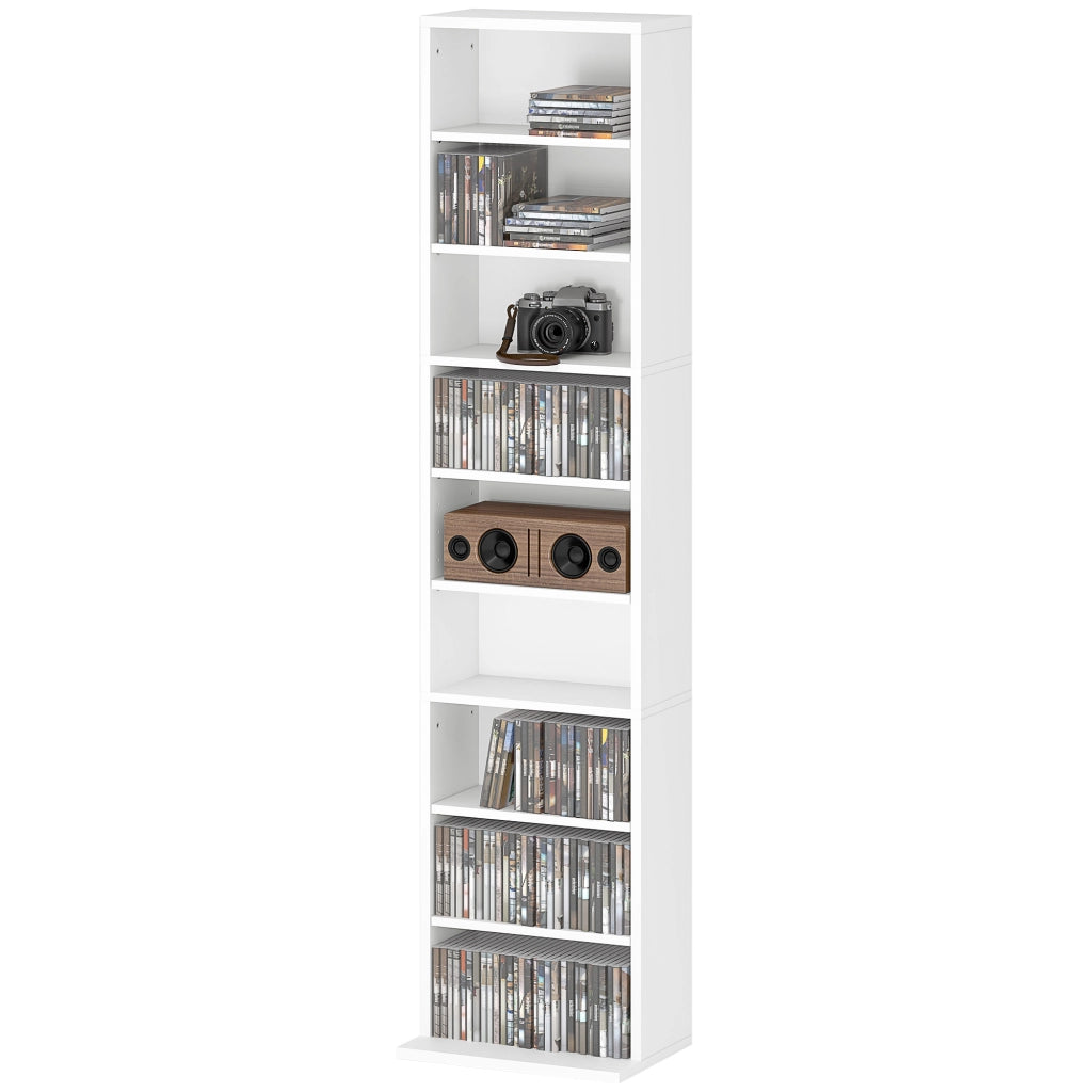 Libreria per CD e DVD con Ripiani Ajustables ¨C zephmum ¨C 33x24x140 cm Bianco