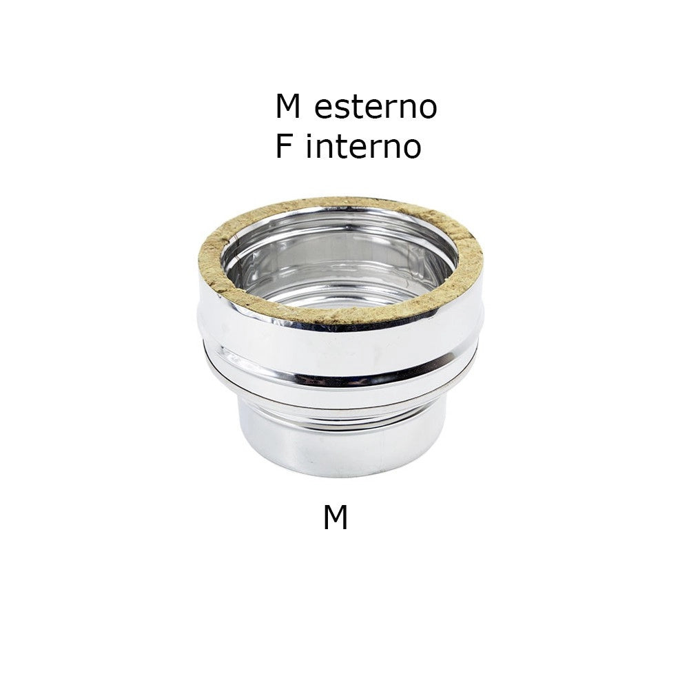 Raccordo inox mono parete m 150mm a doppia parete mf di 150 - de 200 mm