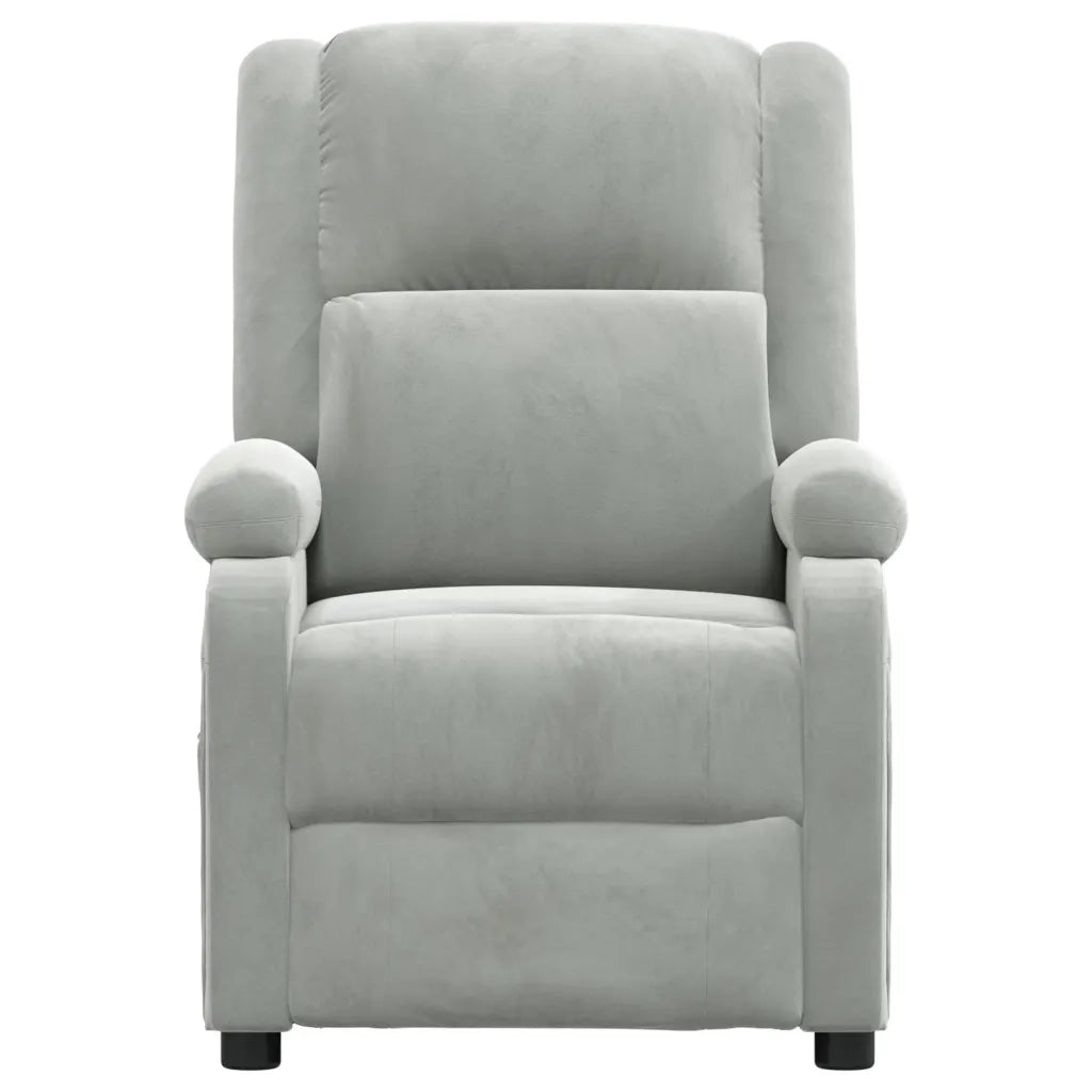Poltrona Massaggiante Elettrica Grigio Chiaro in Velluto 3098404