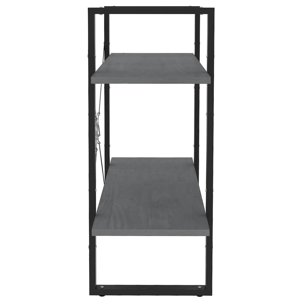 Libreria a 2 Ripiani-Scaffale per Libri-Mobile di Stoccaggio Grigia 80x30x70 cm in Massello di Pino
