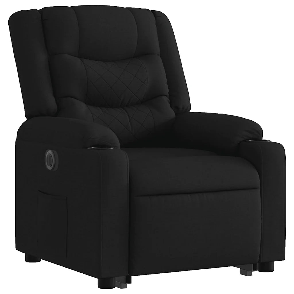 Poltrona Alzapersona Reclinabile Elettrica Nera in Tessuto 3206581