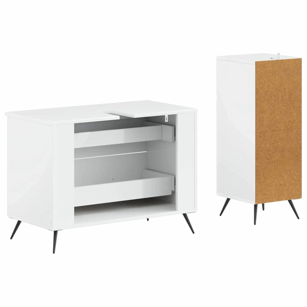 Set di Armadi da Bagno da 2 Pezzi BREDA Bianco Lucido 3417724