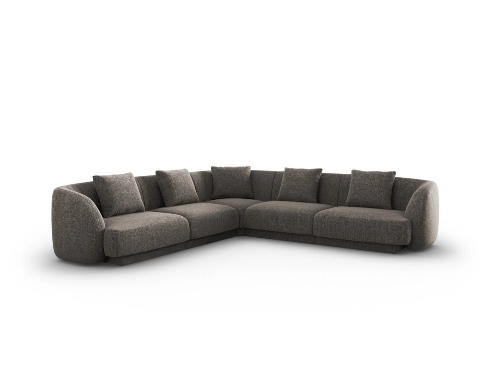 Cosmopolitan Design - Divano angolare reversibile "Tulum" 5 posti in ciniglia grigio 