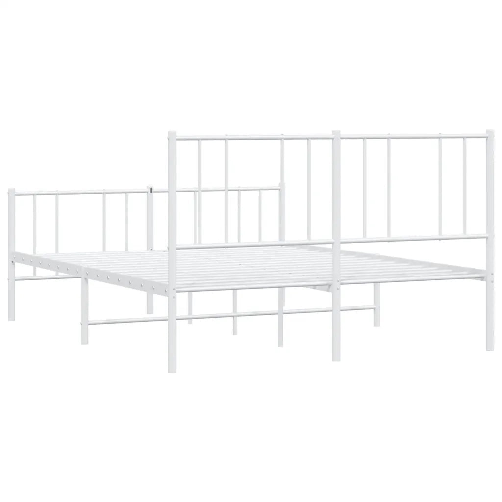 Giroletto con Testiera e Pediera-Struttura Letto Metallo Bianco 135x190 cm 766343