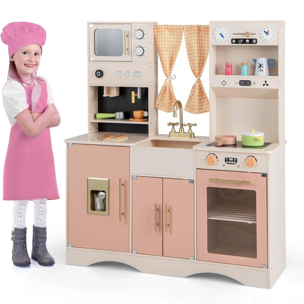 Cucina giocattolo in legno 102 x 35 x 110 cm con vari accessori atmosfera accogliente MDF rosa 20_0019023