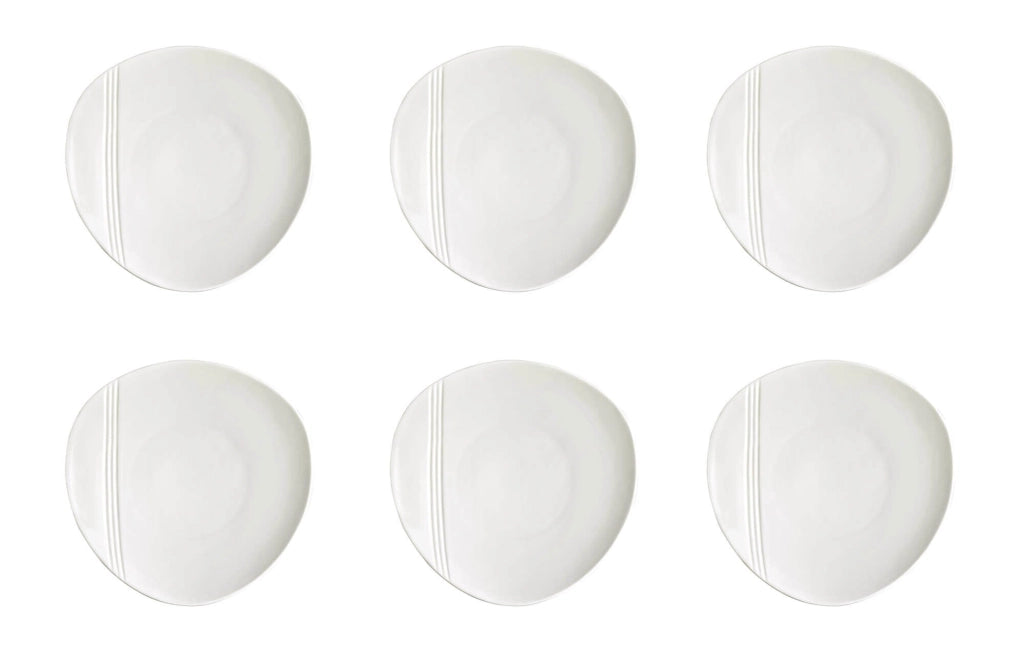 Set 6 Piatti Frutta Ø20,5 cm in Porcellana Allluminica Kaleidos Aluxina Miami Bianchi