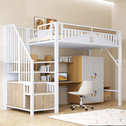 Letto a castello metallo e legno bianco con funzione contenitore 90x200 cm