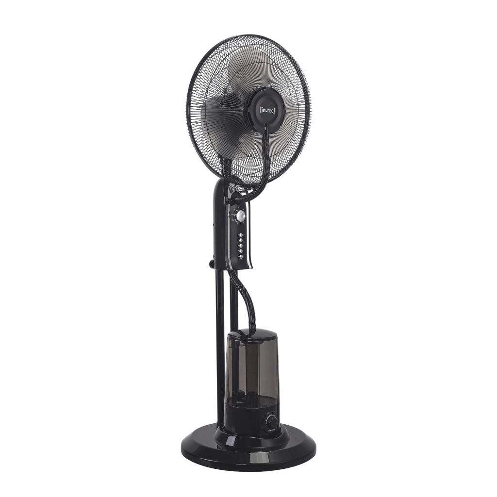 Ventilatore a Piantana con Nebulizzatore Regolabile - 3 Velocitá, Modalitá Oscillazione, Testa Inclinabile - Motore 75W Timer a 60 min. - Nero