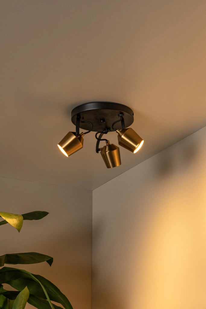 Faretto soffitto EMILE 3xGU10 oro nero Lucide