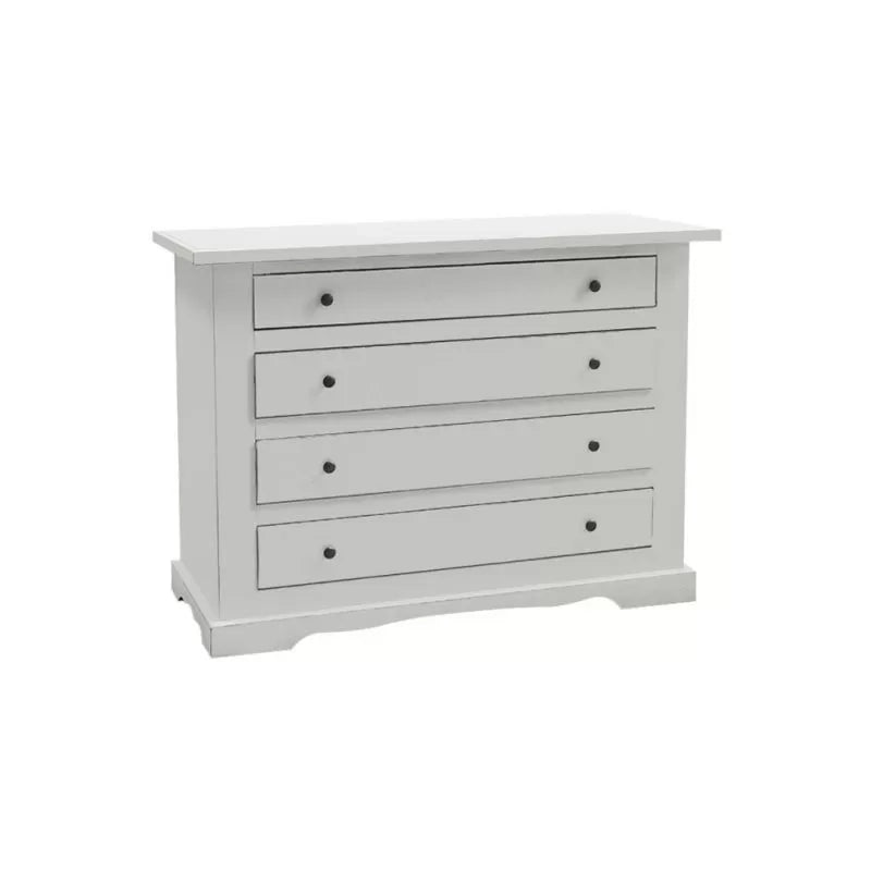 Cassettiera classica 4 cassetti legno bianco shabby 115x50x90 (1176) - Mobili 2G