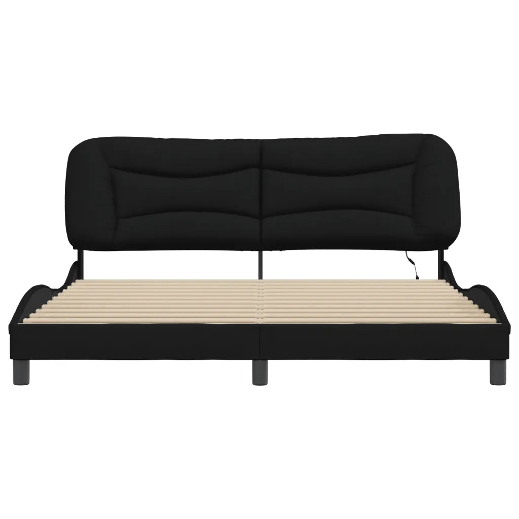 Giroletto con LED senza Materasso-Struttura Letto Hvar Nero 180x200 cm in Tessuto