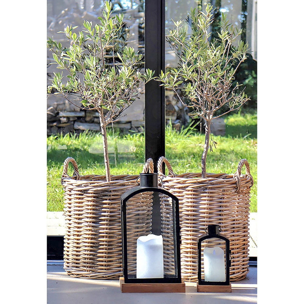 Set di 2 Cesti Portaoggetti Indo, Marrone, Rattan, 40x40x48 cm