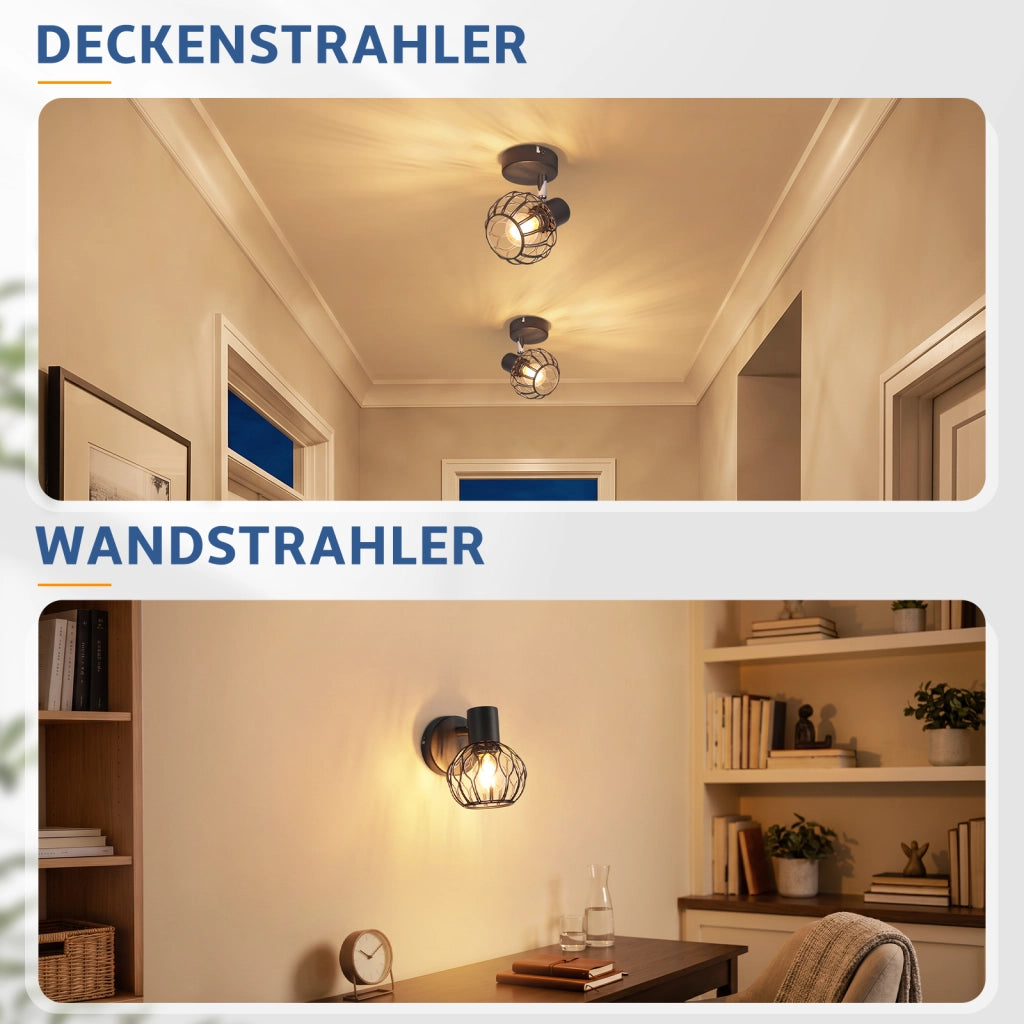 ZMH Faretto da soffitto 1 Luce Nero E14 Metall Orientabile 350¡ã per Corridoio Cucina Camera Senza Lampadina