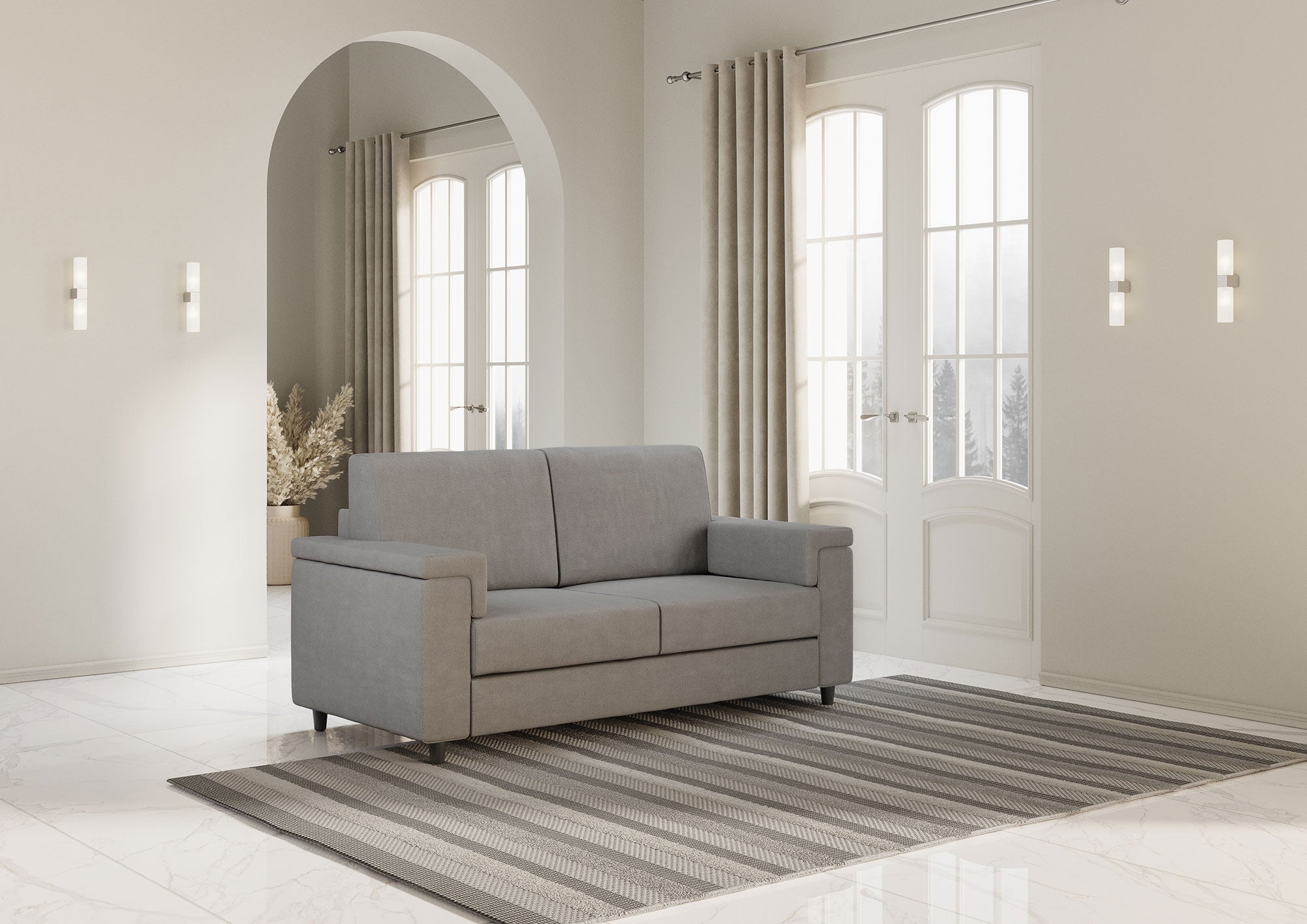 Divano 2 Posti 148x85x85 cm Marrak in Tessuto Grigio